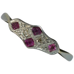 Art Deco Ruby and Diamond 18 Carat Gold and Platinum Cluster Ring