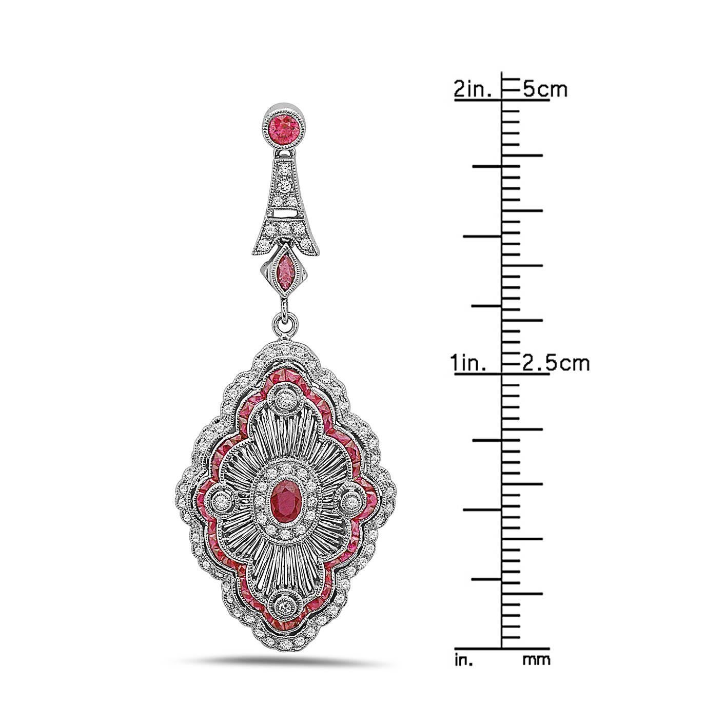 Art Deco Emilio Jewelry Unique Ruby Diamond Earrings