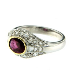 Art Deco Ruby Diamond Gold Ring