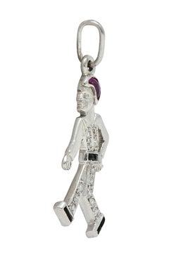 Art of Vintage Ruby Diamond Onyx Platinum Vintage Man Charm