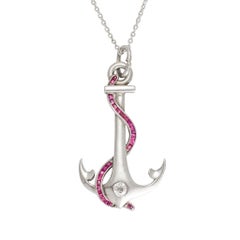 Art Deco Ruby Diamond Platinum Anchor Pendant Art Deco Ruby Diamond Platinum Anchor Pendant