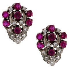 Art Deco Rubin-Diamant-Ohrringe aus Platin