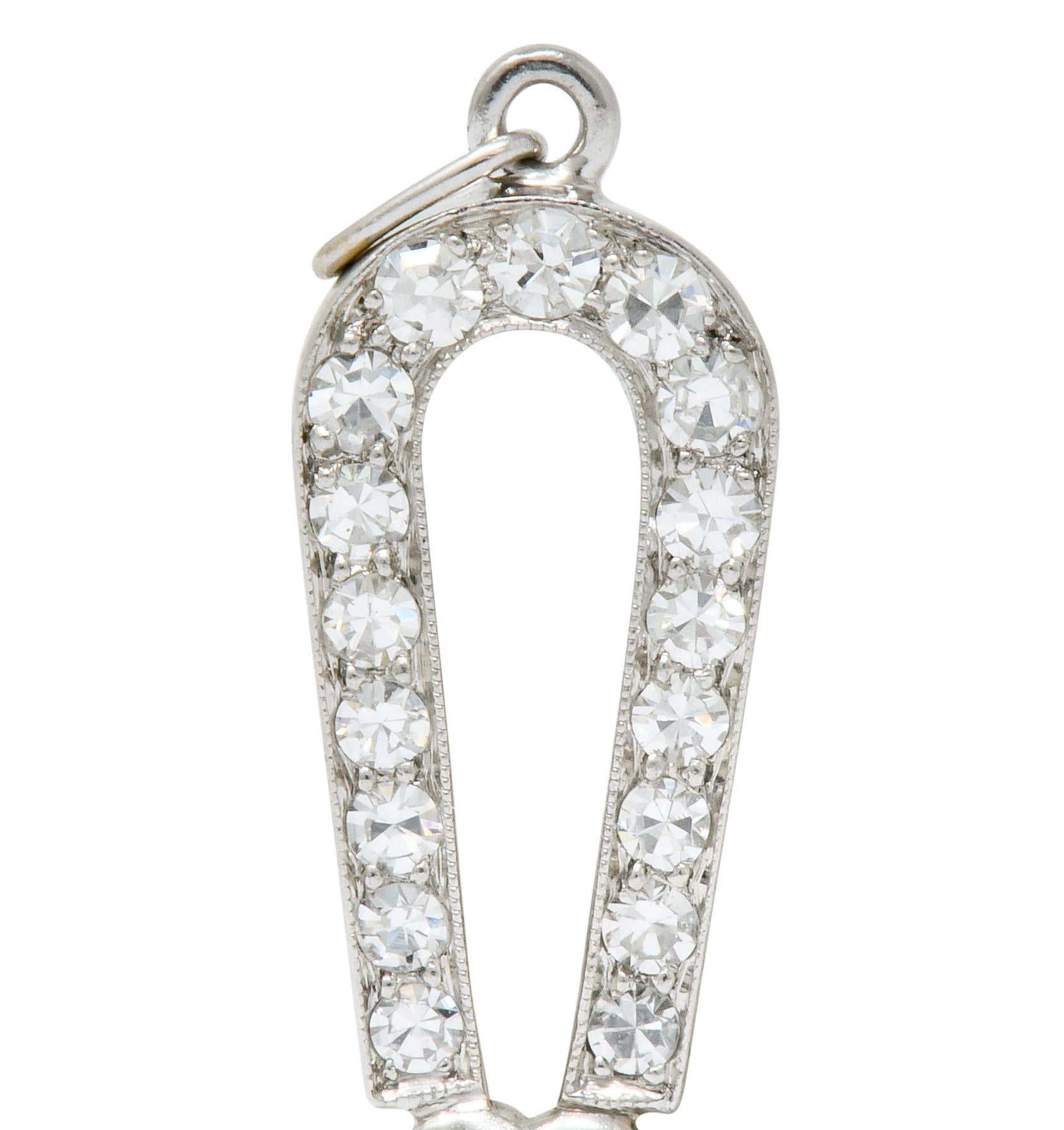 Women's or Men's Art Deco Ruby Diamond Platinum Love Magnet Heart Charm