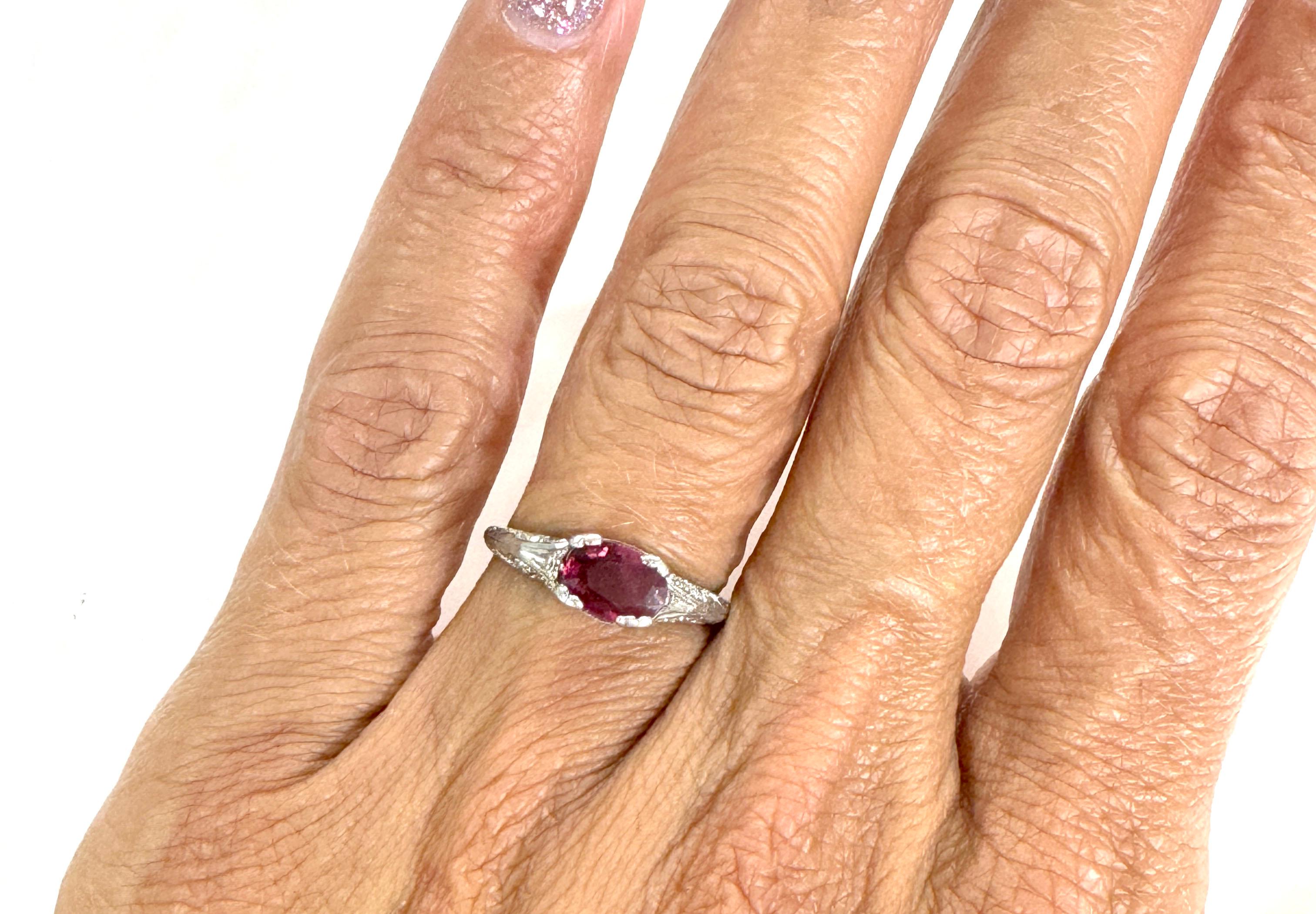 Art Deco Ruby Diamond Ring 1.10ct Platinum Antique Original 1930's Vintage 1