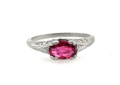 Art Deco Ruby Diamond Ring 1.10ct Platinum Antique Original 1930's Vintage