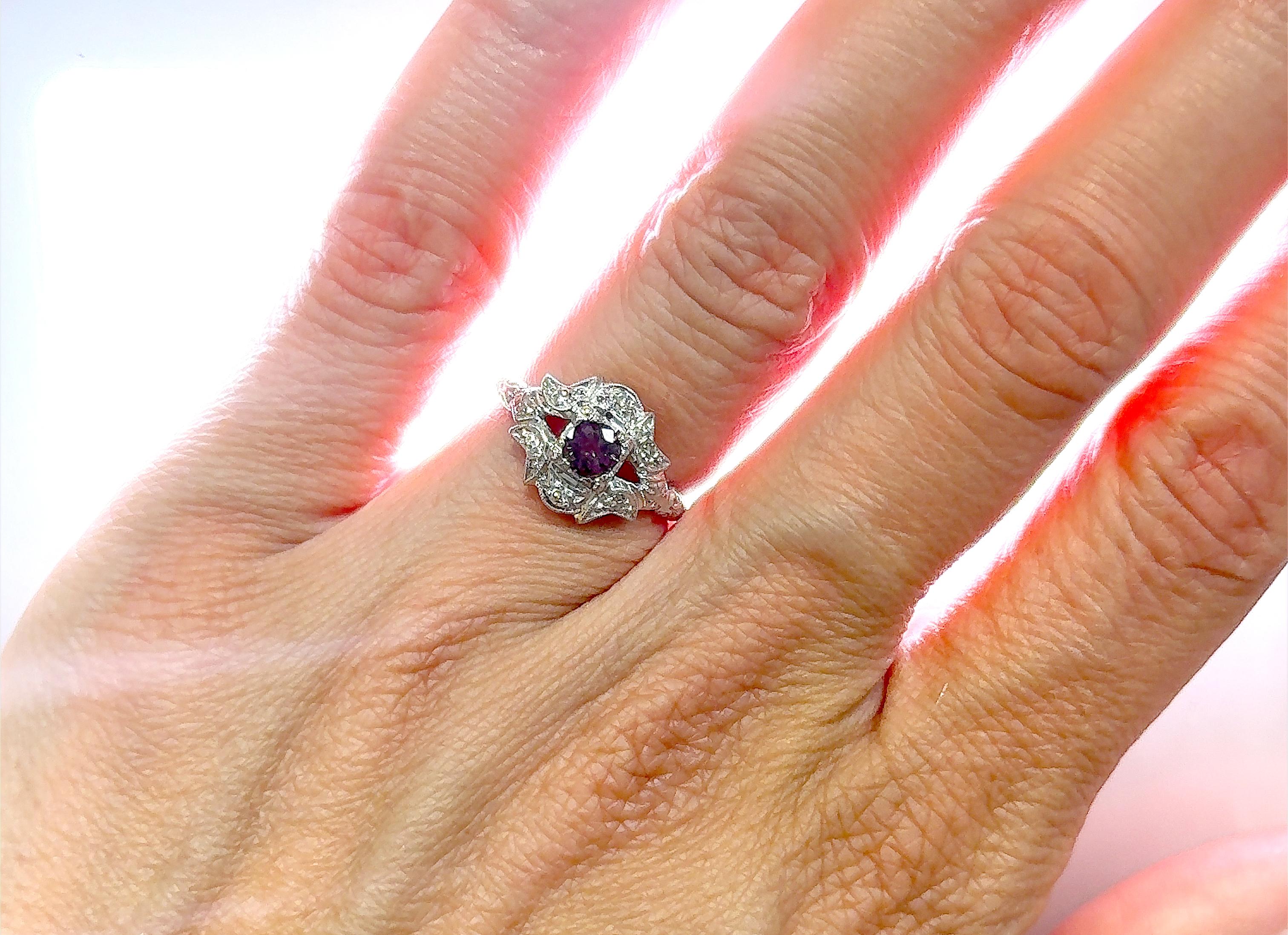 Art Deco Ruby Diamond Ring .50ct Platinum Antique Original 1920's Vintage Pour femmes en vente