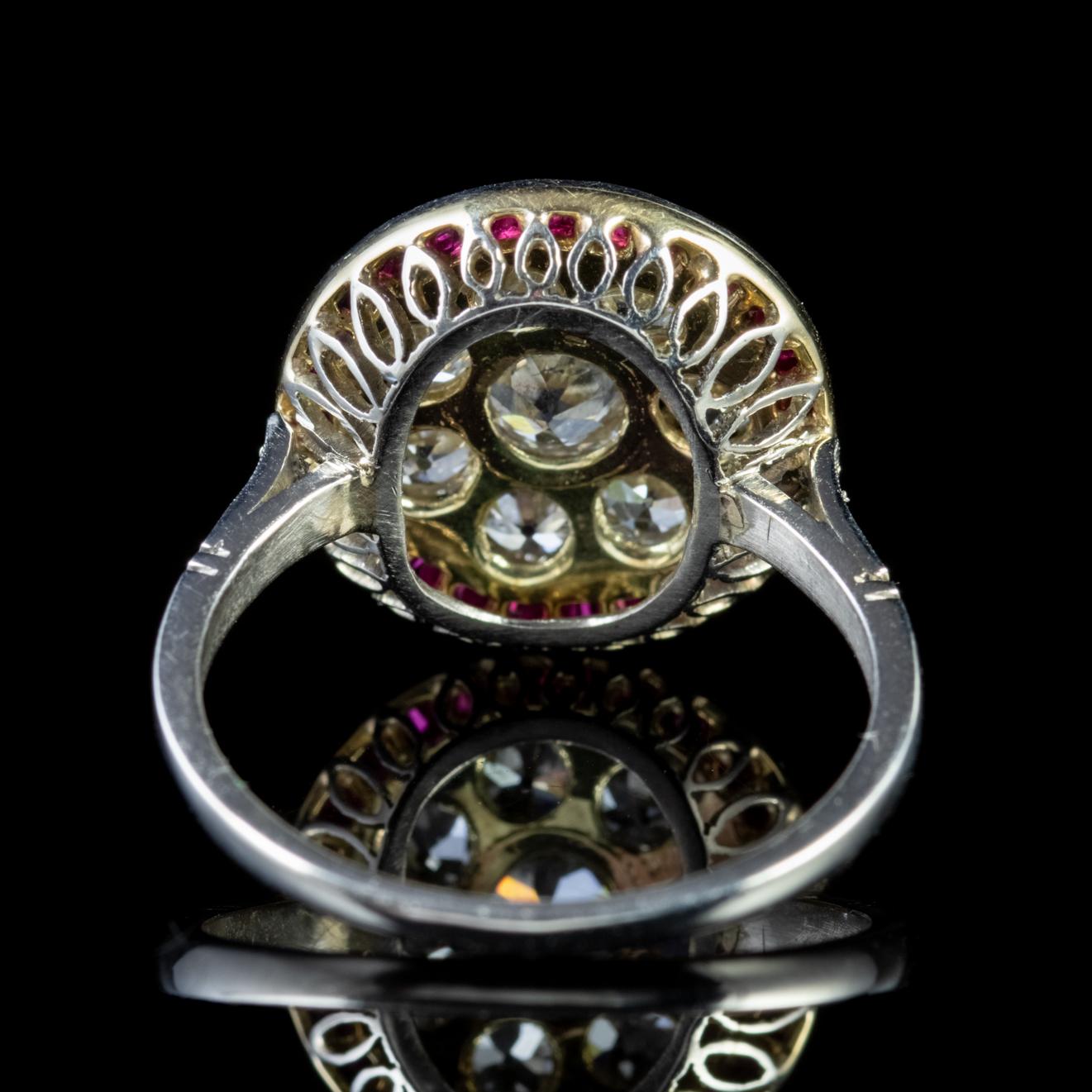 Art Deco Ruby Diamond Ring Platinum 1.80 Carat of Diamond, circa 1930 In Good Condition In Lancaster, Lancashire