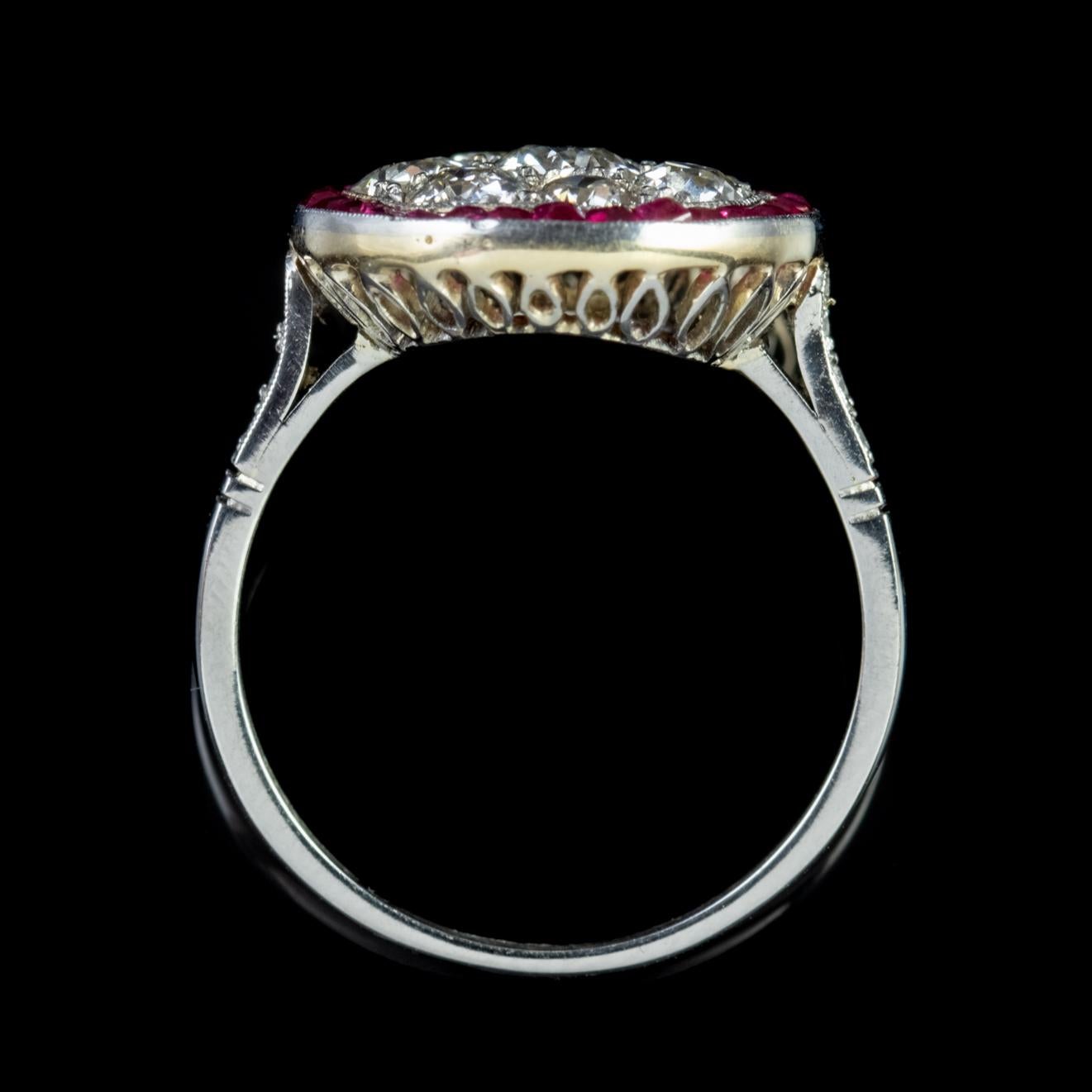 Art Deco Ruby Diamond Ring Platinum 1.80 Carat of Diamond, circa 1930 1