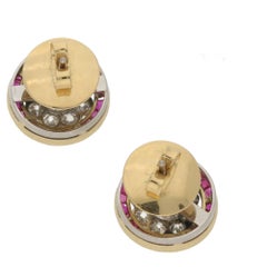 Art Deco Ruby Diamond Target Stud Earrings