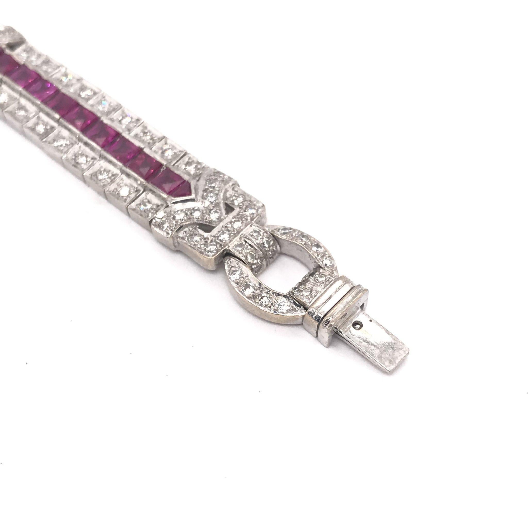 Art Deco Styled Ruby and Diamond Tennis Bracelet 3