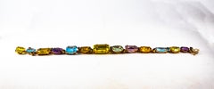 Art Deco Ruby Emerald Blue Sapphire Amethyst Citrine Topaz Yellow Gold Bracelet