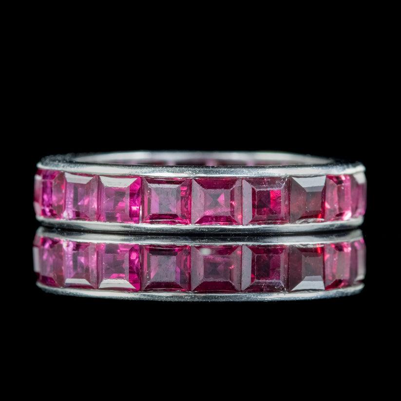 Square Cut Art Deco Ruby Full Eternity Ring For Sale