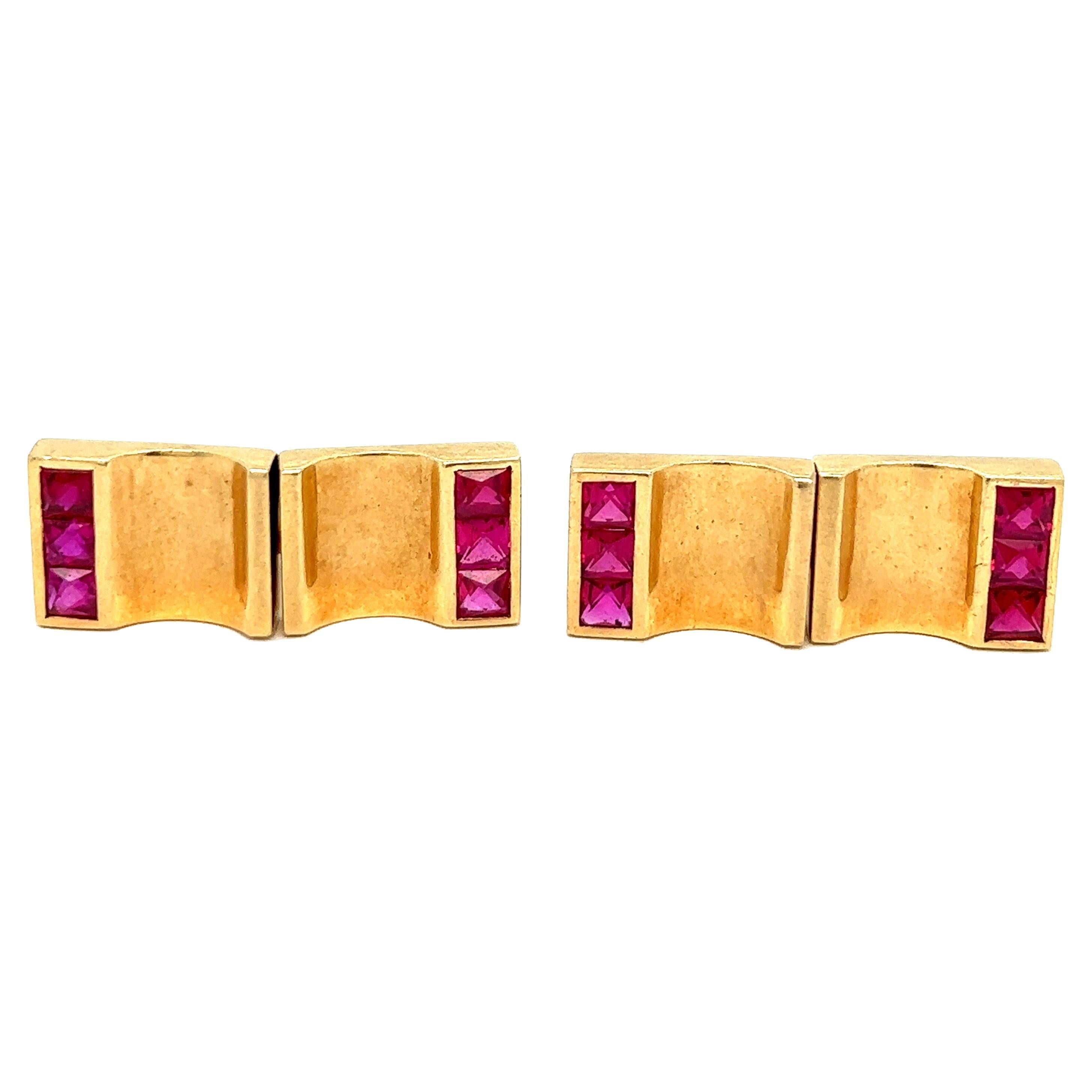 Art Deco Ruby Gold Cufflinks