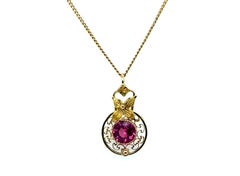 Art Deco Ruby Lavalier Pendant 1ct Antique 14K Fine Filigree 1920s Original