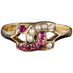 Art Deco Ruby Pearl 15 Carat Gold Dated 1923 Ring