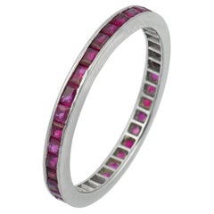 Art deco ruby platinum channel set eternity band