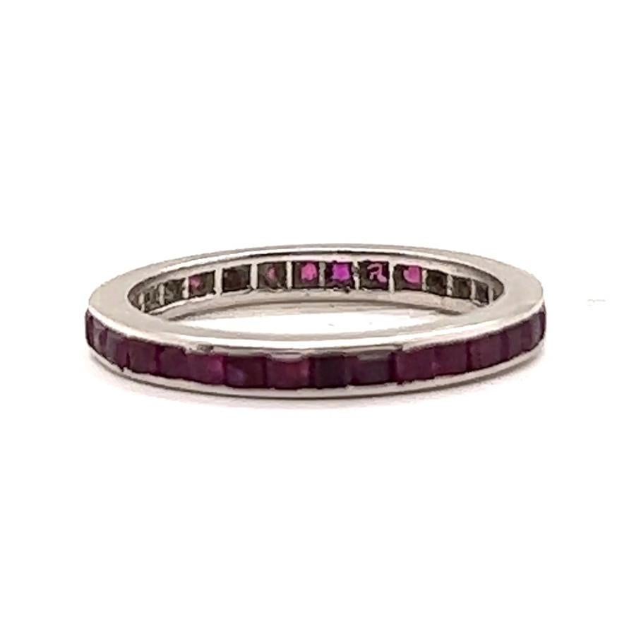 Art Deco Ruby Platinum Eternity Band Ring In Excellent Condition In Beverly Hills, CA