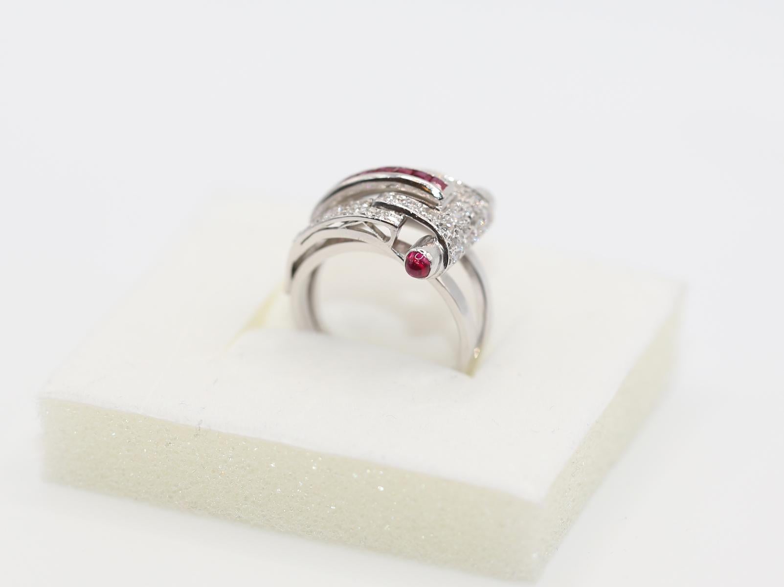 Art Deco Ruby Platinum Gold Diamond 1.35 Ct  Ring, 1920 For Sale 7