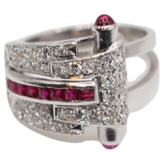 Art déco en or, platine et diamants 1,35 carat  Bague, 1920