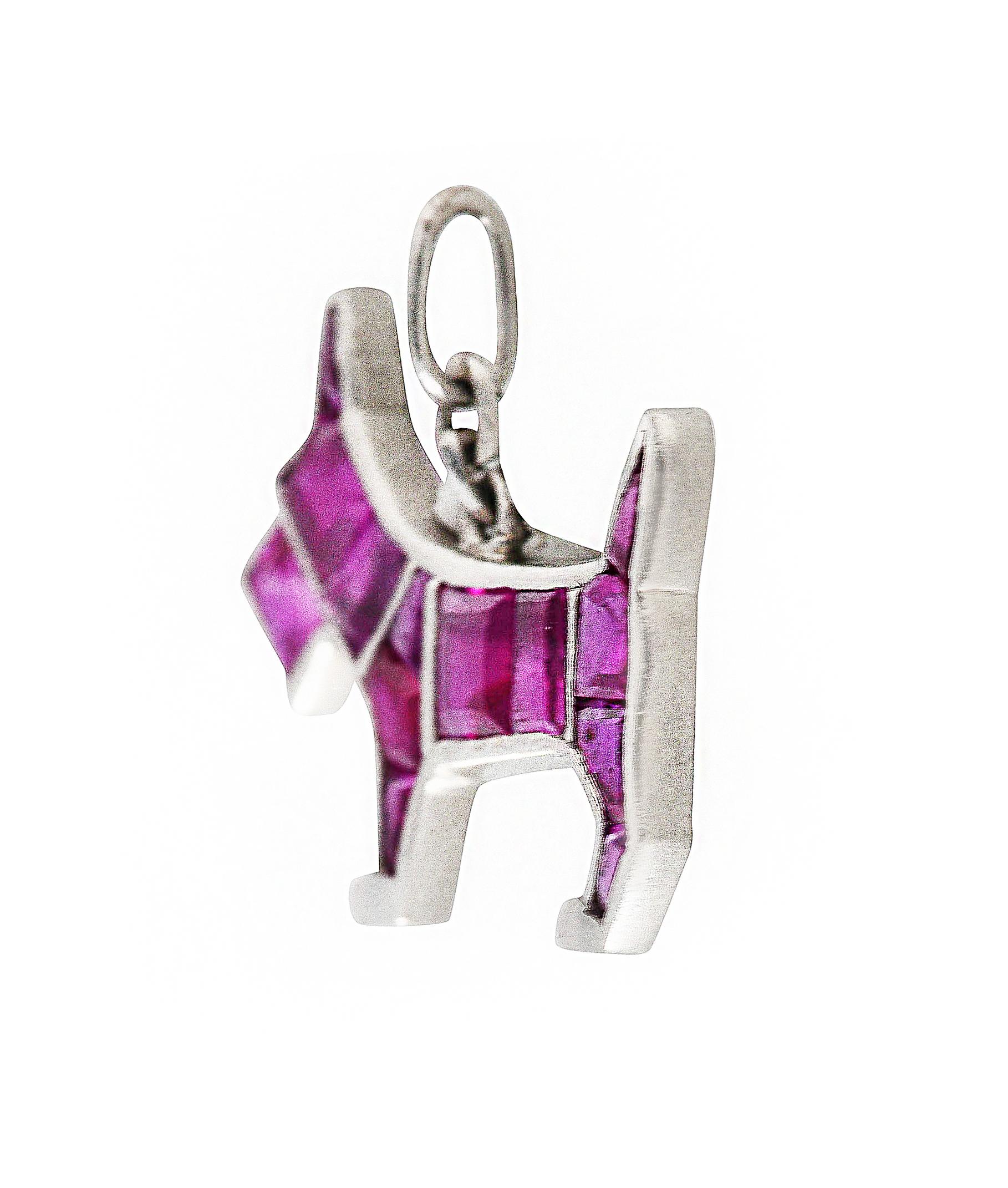 Art Deco Ruby Platinum Scottish Terrier Dog Charm In Excellent Condition In Philadelphia, PA
