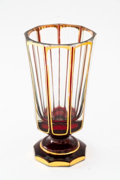 Art Deco Ruby red cut glass ( partly gilted ) around 1920s