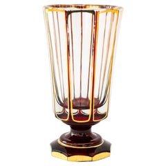 Art Deco Ruby red cut glass ( partly gilted ) around 1920s