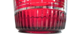 Seau à glace Art Déco rouge rubis à motif « Glaces » de Paden City Glass avec bandes en argent