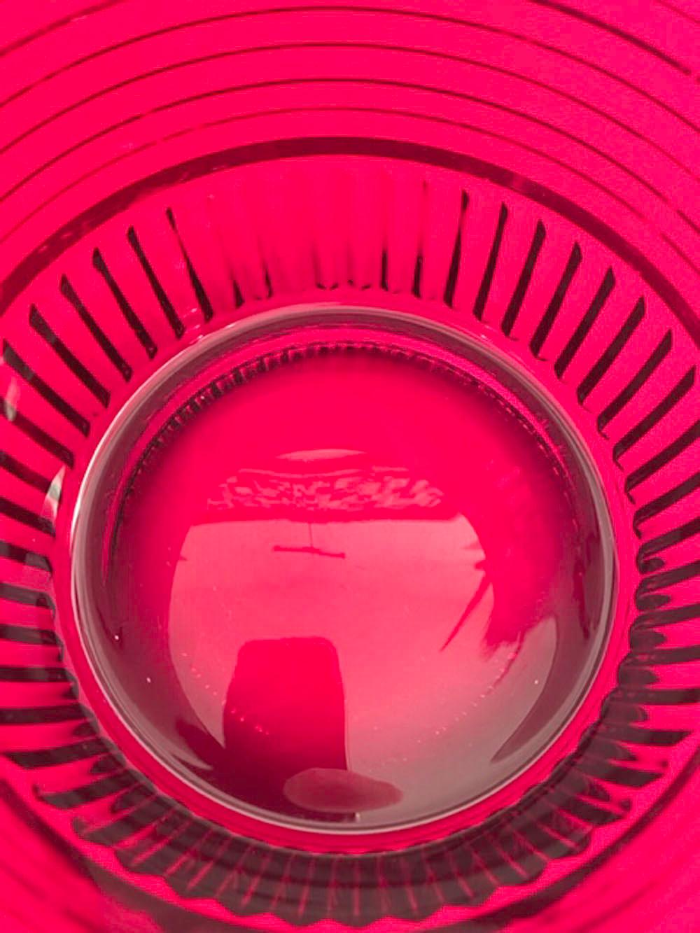 Seau à glace Art Déco rouge rubis à motif « Glaces » de Paden City Glass avec bandes en argent en vente 1