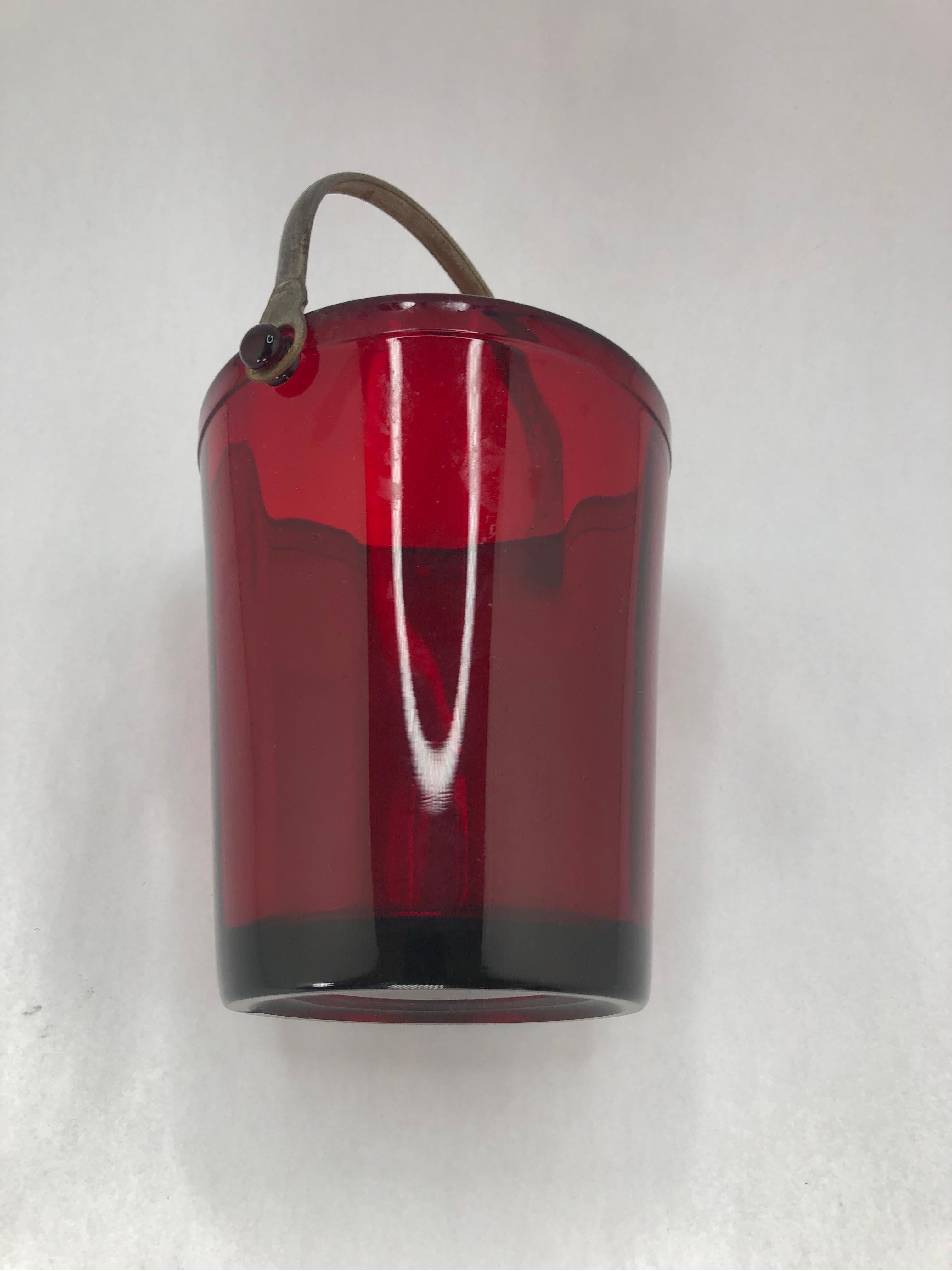 Art Deco Ruby Red Ice Bucket In Good Condition For Sale In Chapel Hill, NC