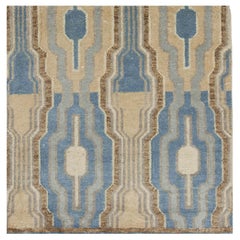 Art Deco Rug in Tan and Dusty Blue "Gatsby Link" by Doris Leslie Blau