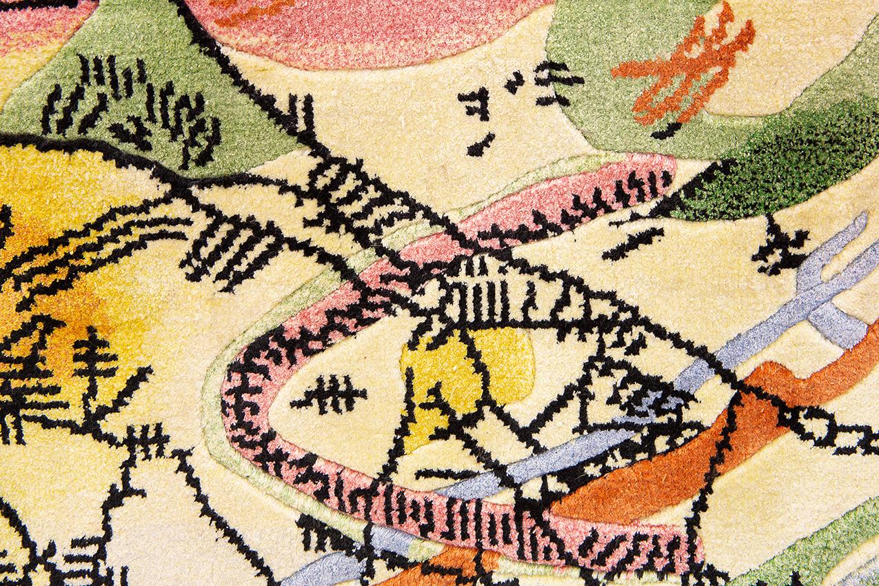 Hand-Knotted Kandinsky Rug Silk Late 20th Century For Sale