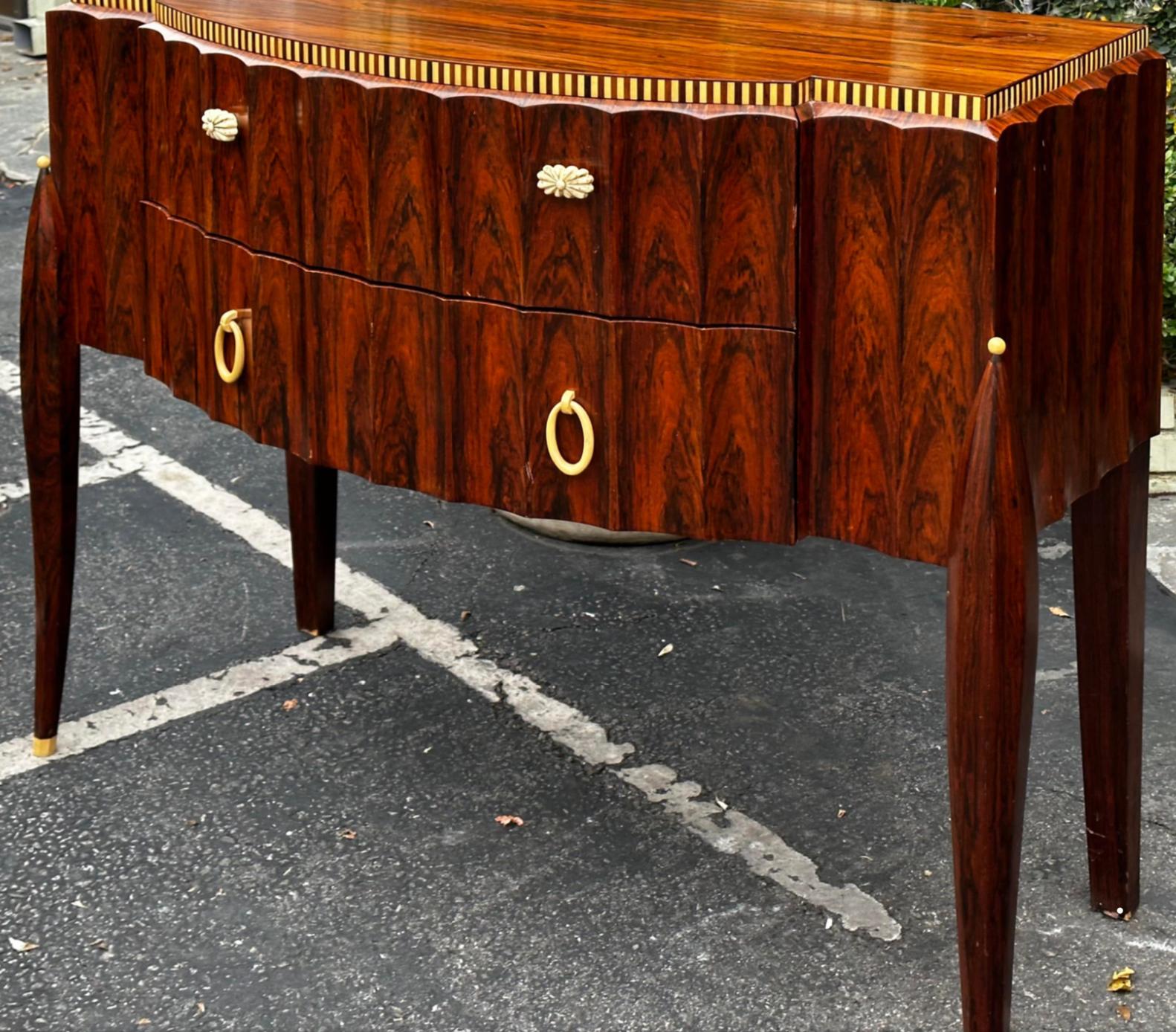 Art Deco Ruhlmann Style Macassar Ebony Petite sideboard dresser. Each drawer is cedar lined and the quality is impeccable.