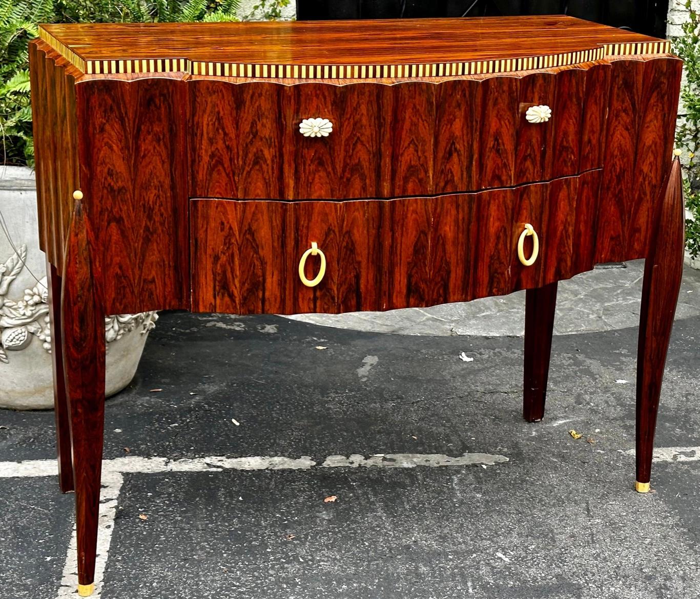20th Century Art Deco Ruhlmann Style Macassar Ebony Petite Sideboard Dresser For Sale