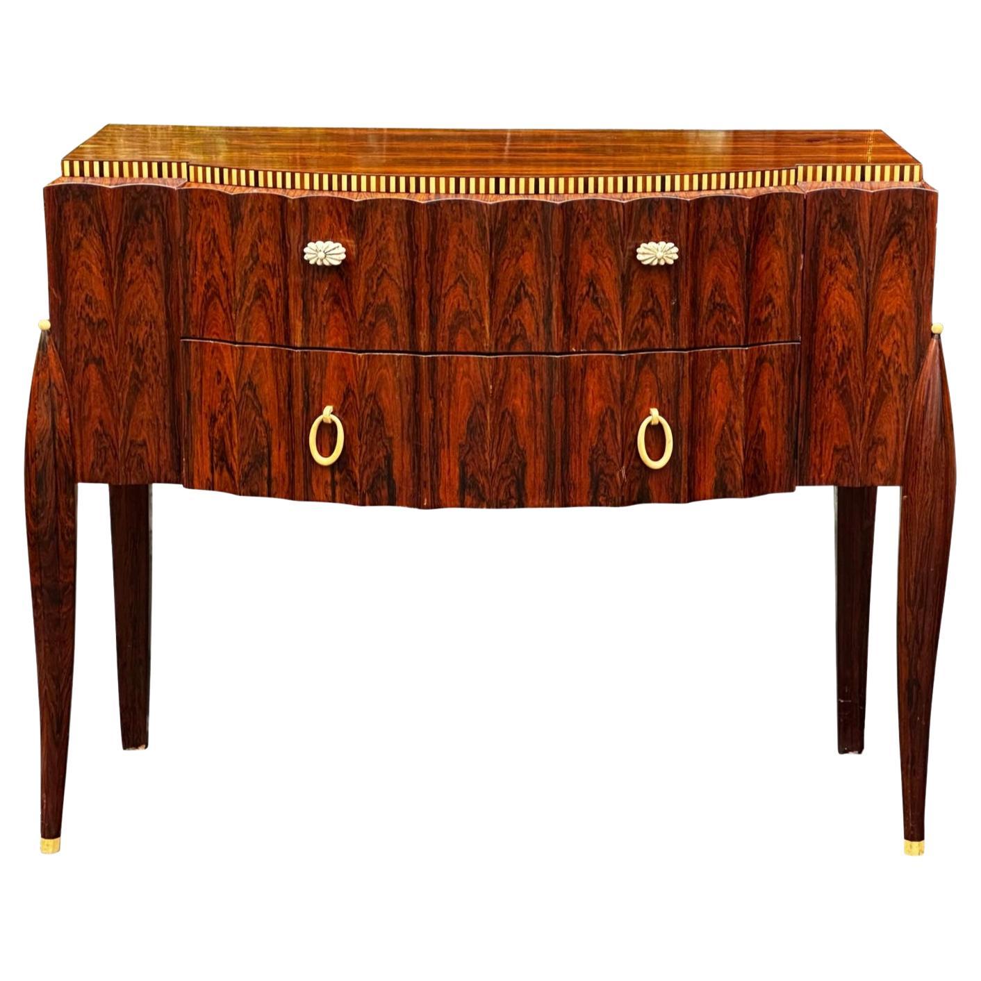 Petite commode d'appoint Art Déco en ébène de Macassar de style Ruhlmann en vente