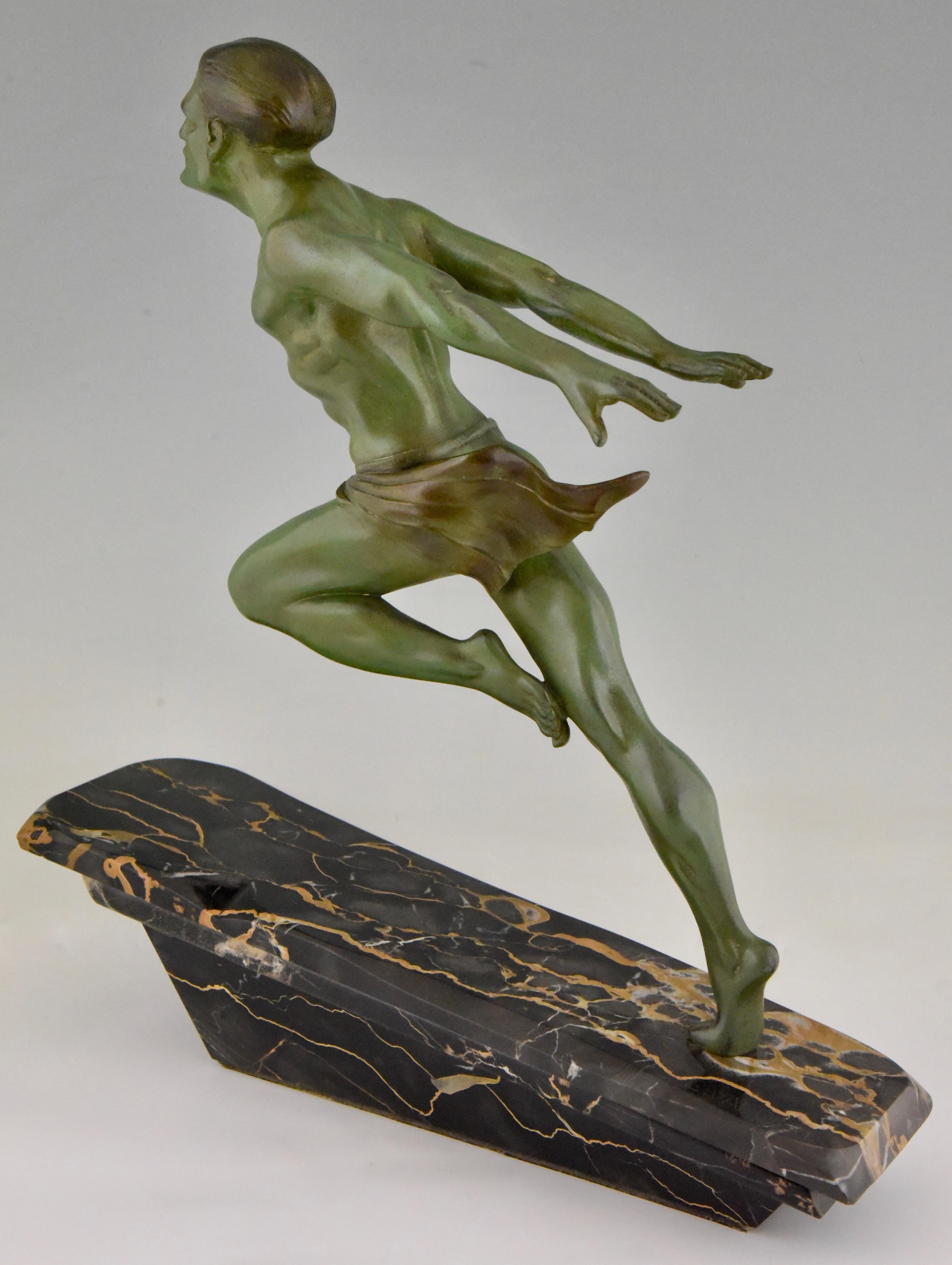 Art Deco Running Man Statue by L. Valderi French 3