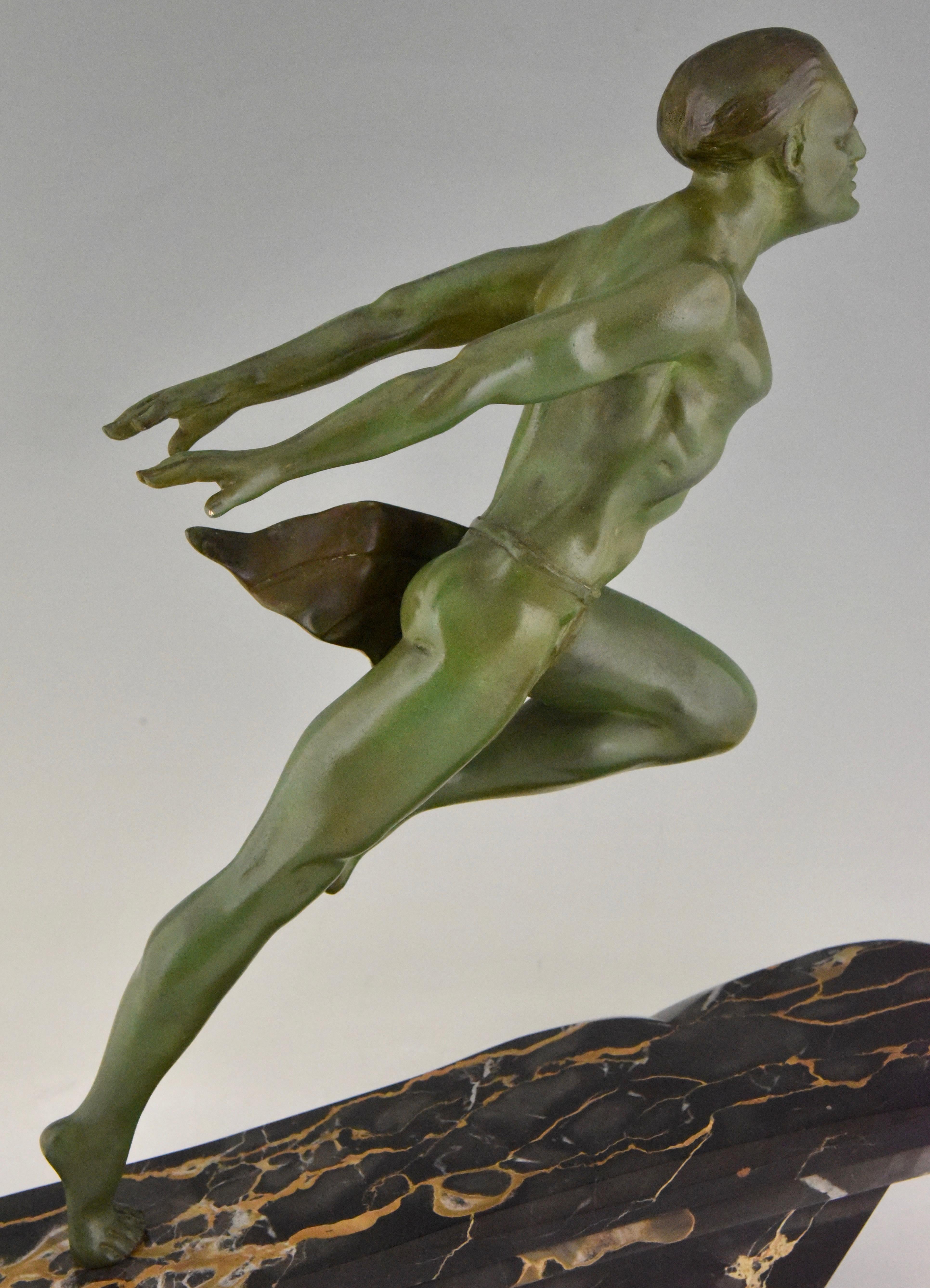 Art Deco Running Man Statue by L. Valderi French 4