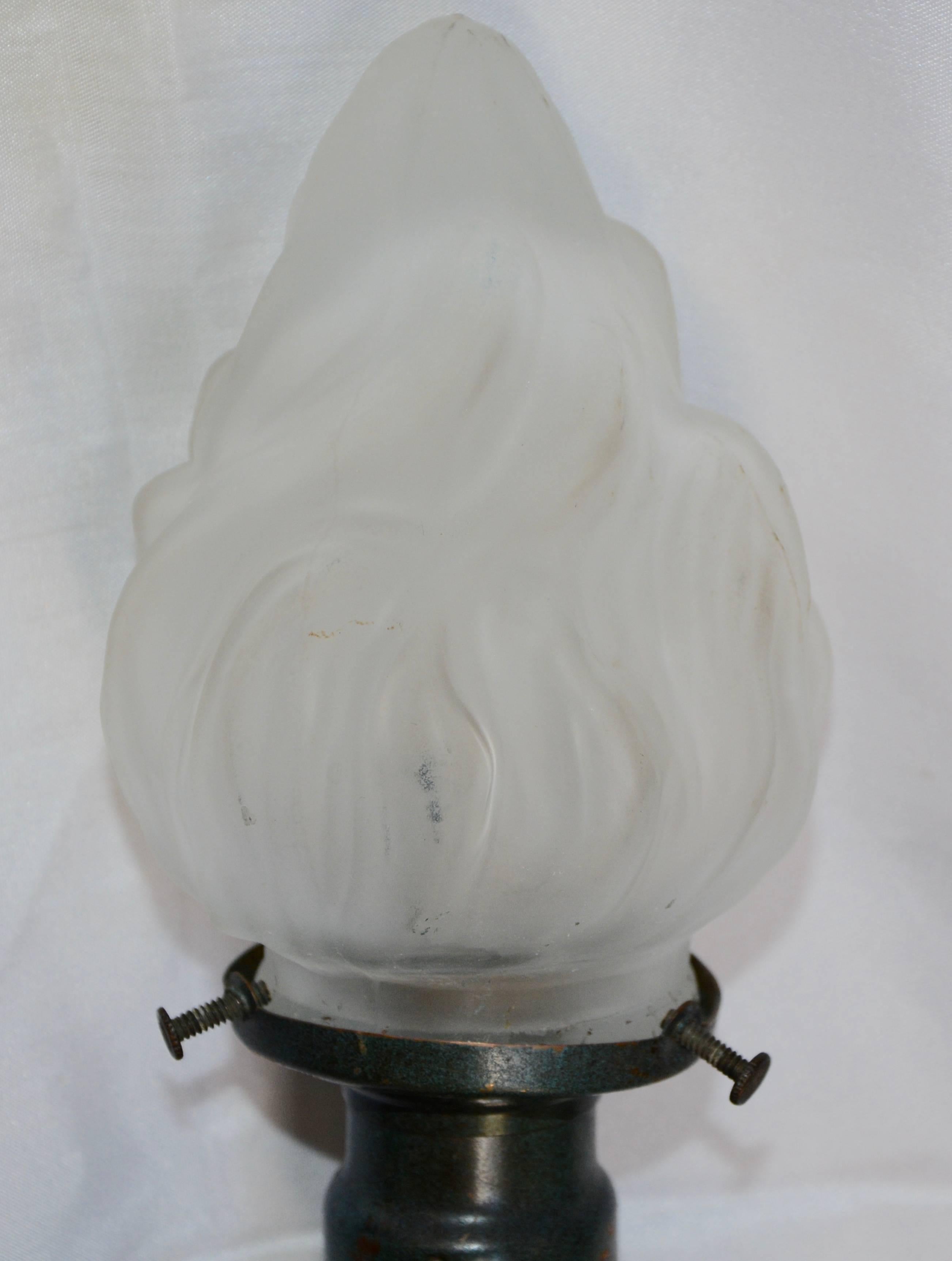 Art Deco Running Mercury Man Lamp with Flame Shade For Sale 1