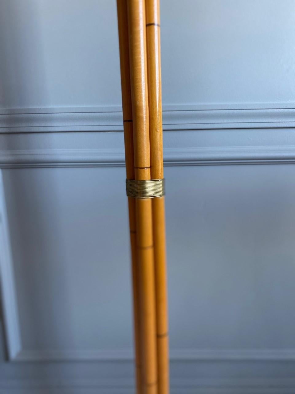 20th Century Art Deco Russel Wright Faux Bamboo Torchère Floor Lamp