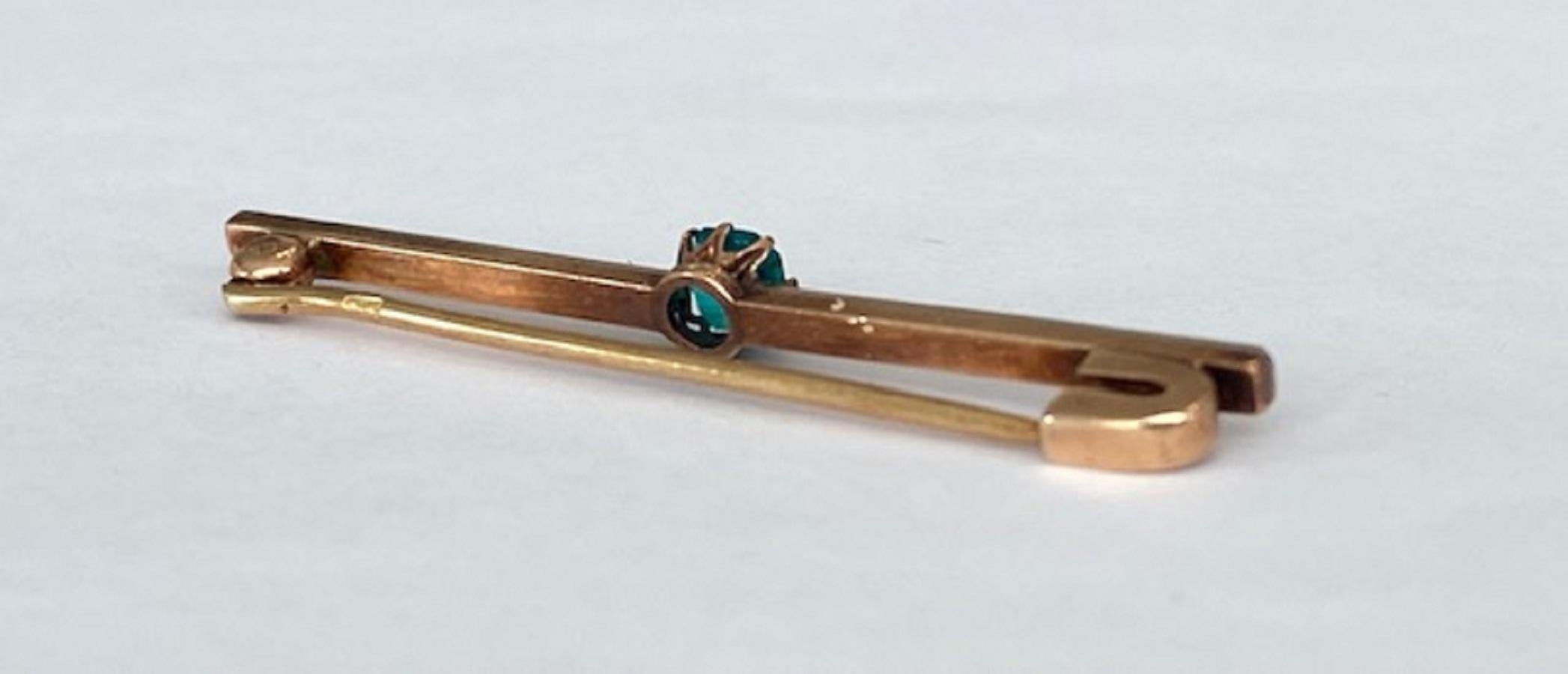 Art deco Russian  Platinum, Yellow gold  Brooch/Pin with emerald and diamonds 2