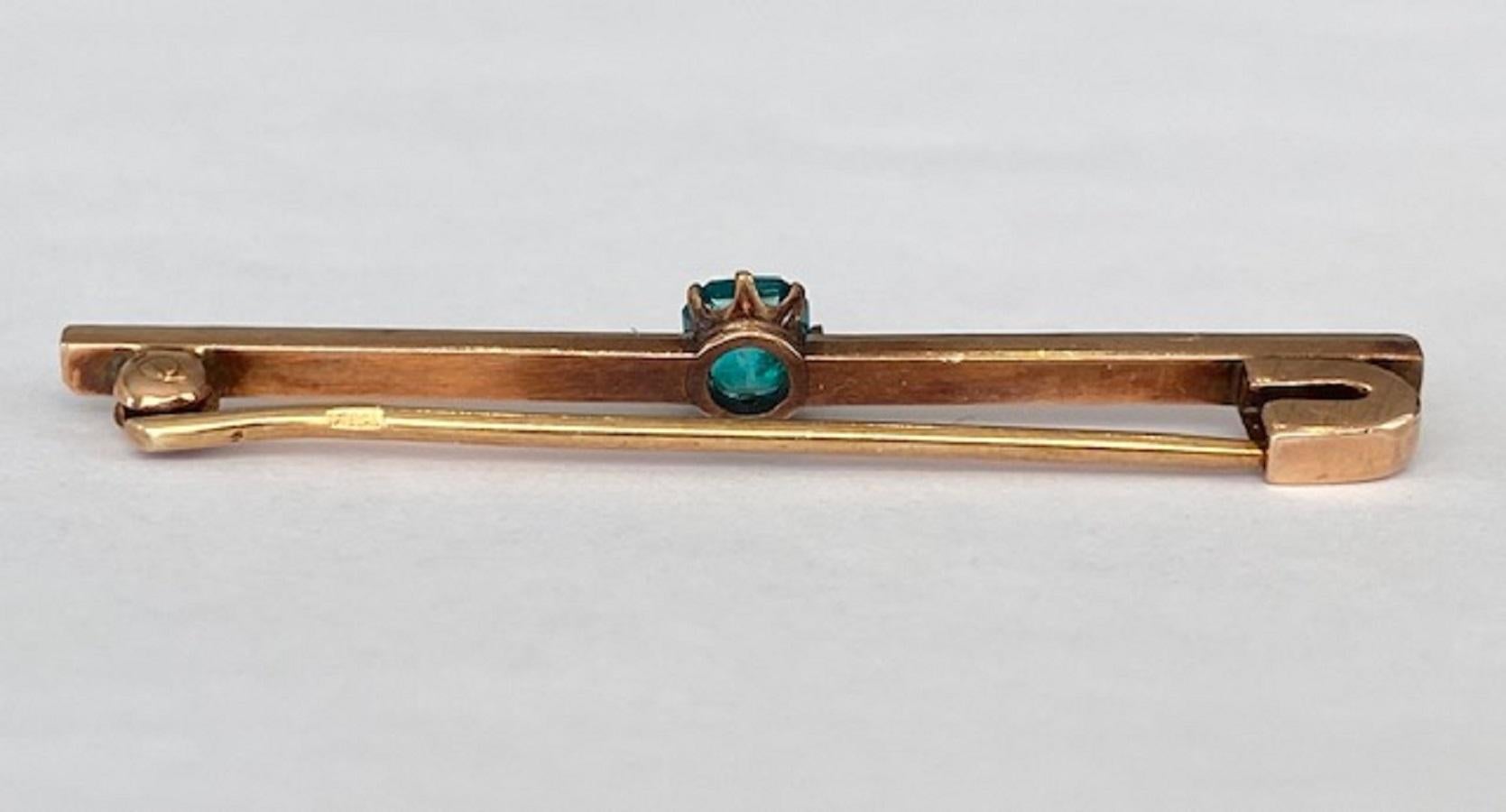Art deco Russian  Platinum, Yellow gold  Brooch/Pin with emerald and diamonds 3