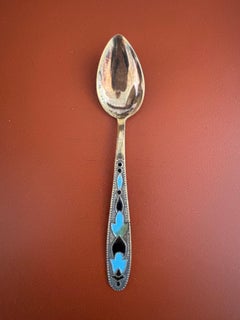 Art Deco Russian Silver Cloisonne' Enamel Dematasse Spoons