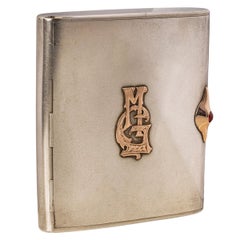 Art Deco Russian Silver Gold Ruby Cigarette Case Hirsch Markowitsch Estonia 1930