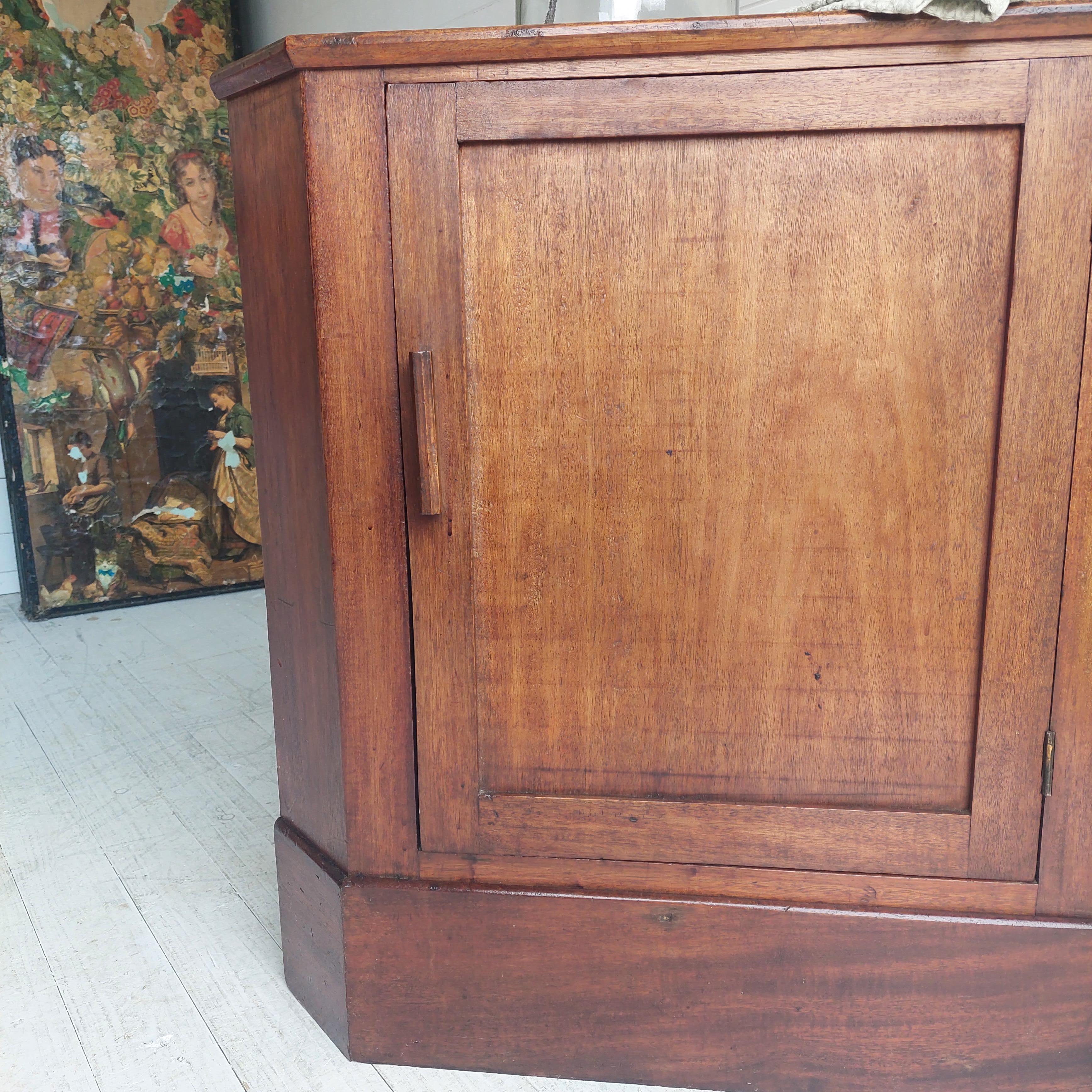 Art Deco Rustic Mahogany corner cupboard cabinet, 1940s 4