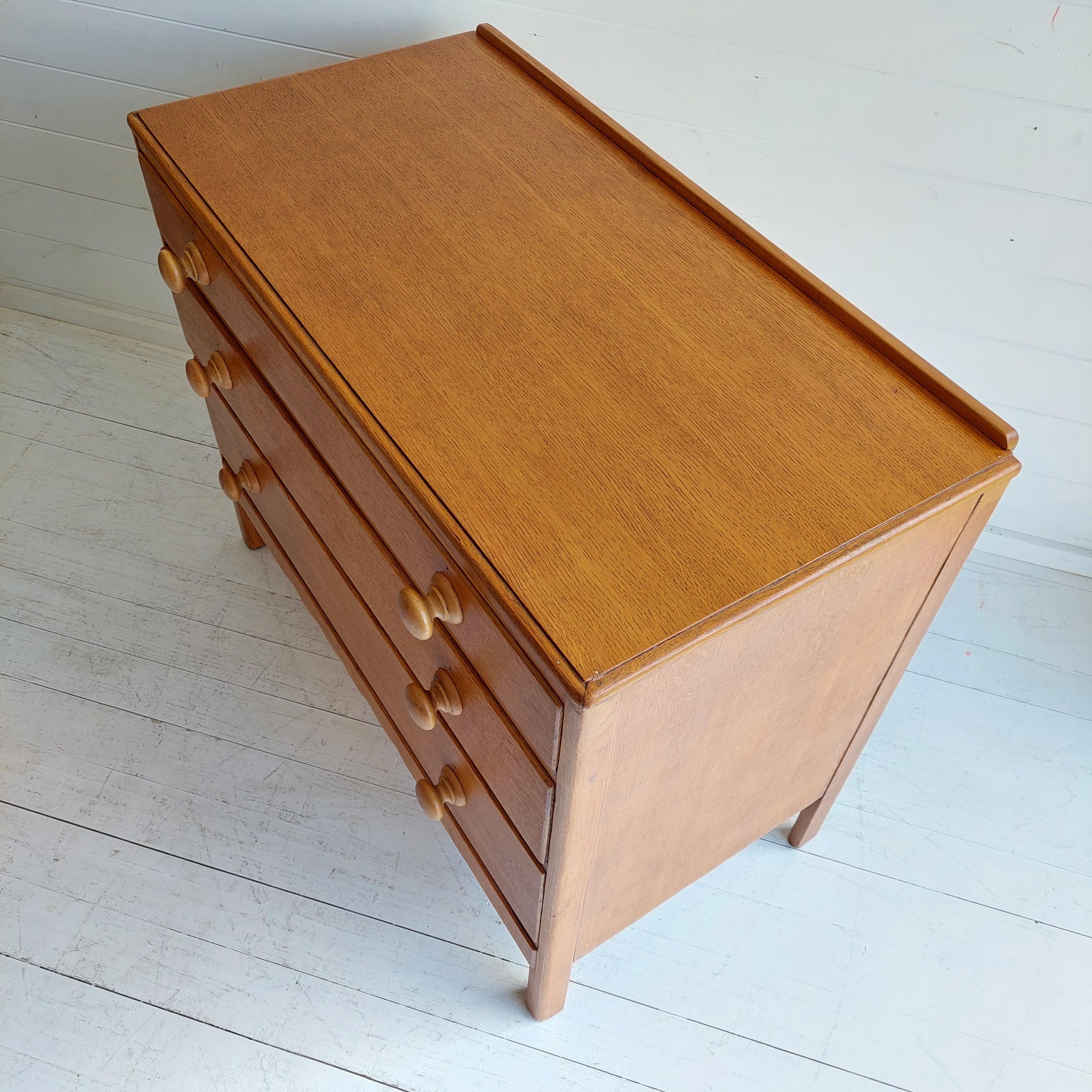 Art Deco Rustic Vintage ‘Utility’ Oak Chest of Drawers from Heals, 1940s 5