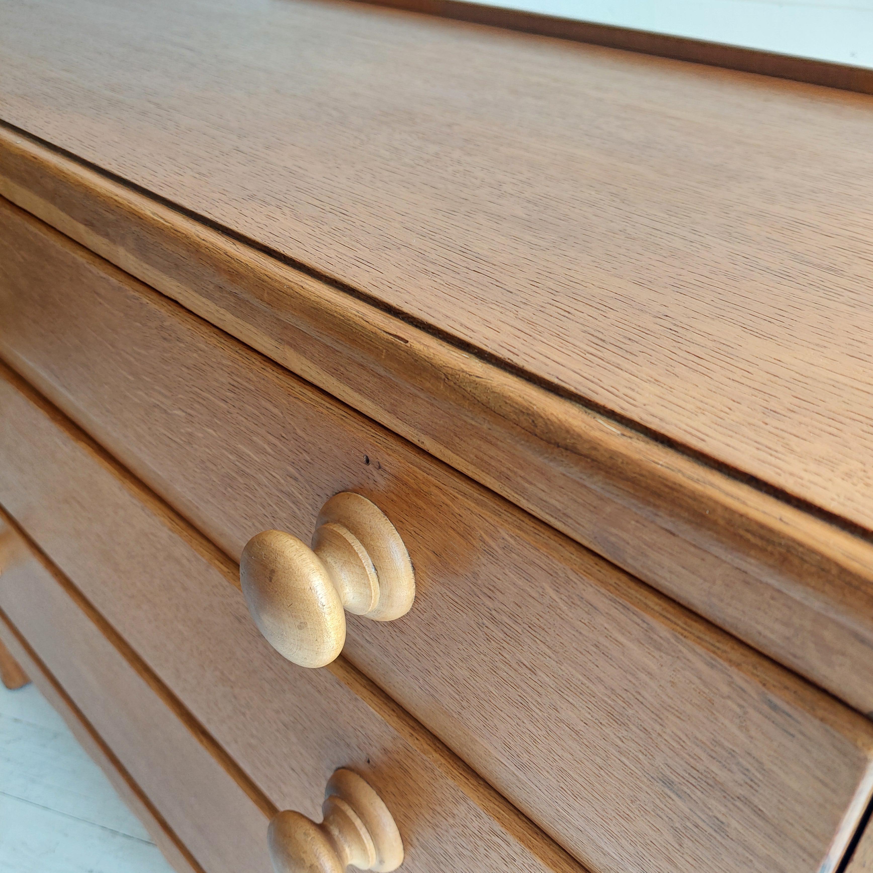 Art Deco Rustic Vintage ‘Utility’ Oak Chest of Drawers from Heals, 1940s 6
