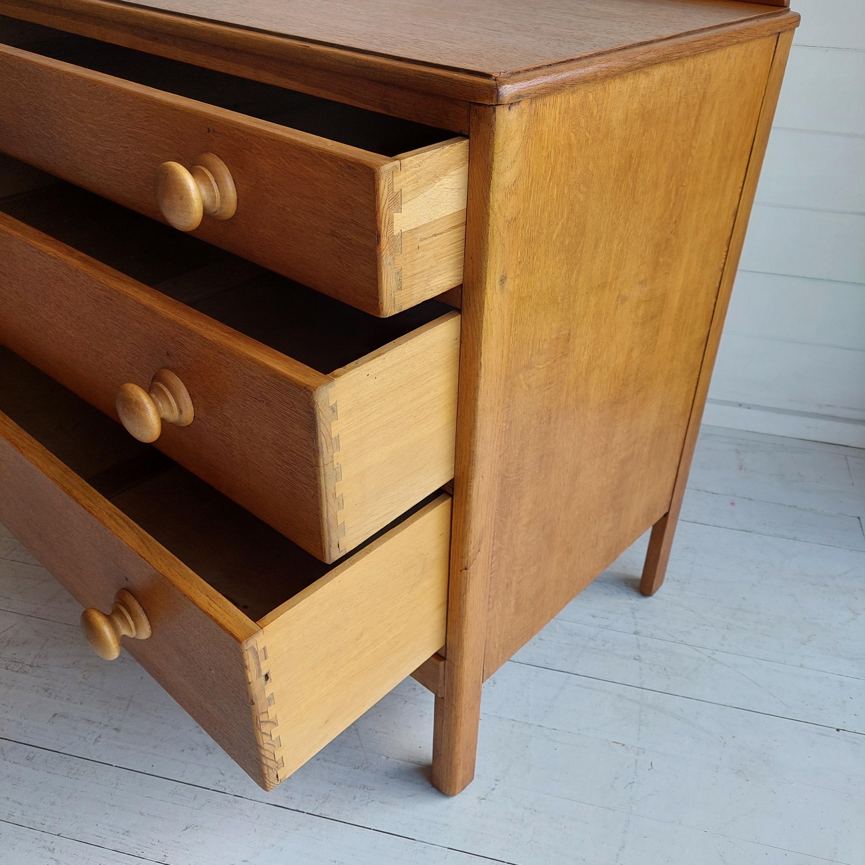 Art Deco Rustic Vintage ‘Utility’ Oak Chest of Drawers from Heals, 1940s 7