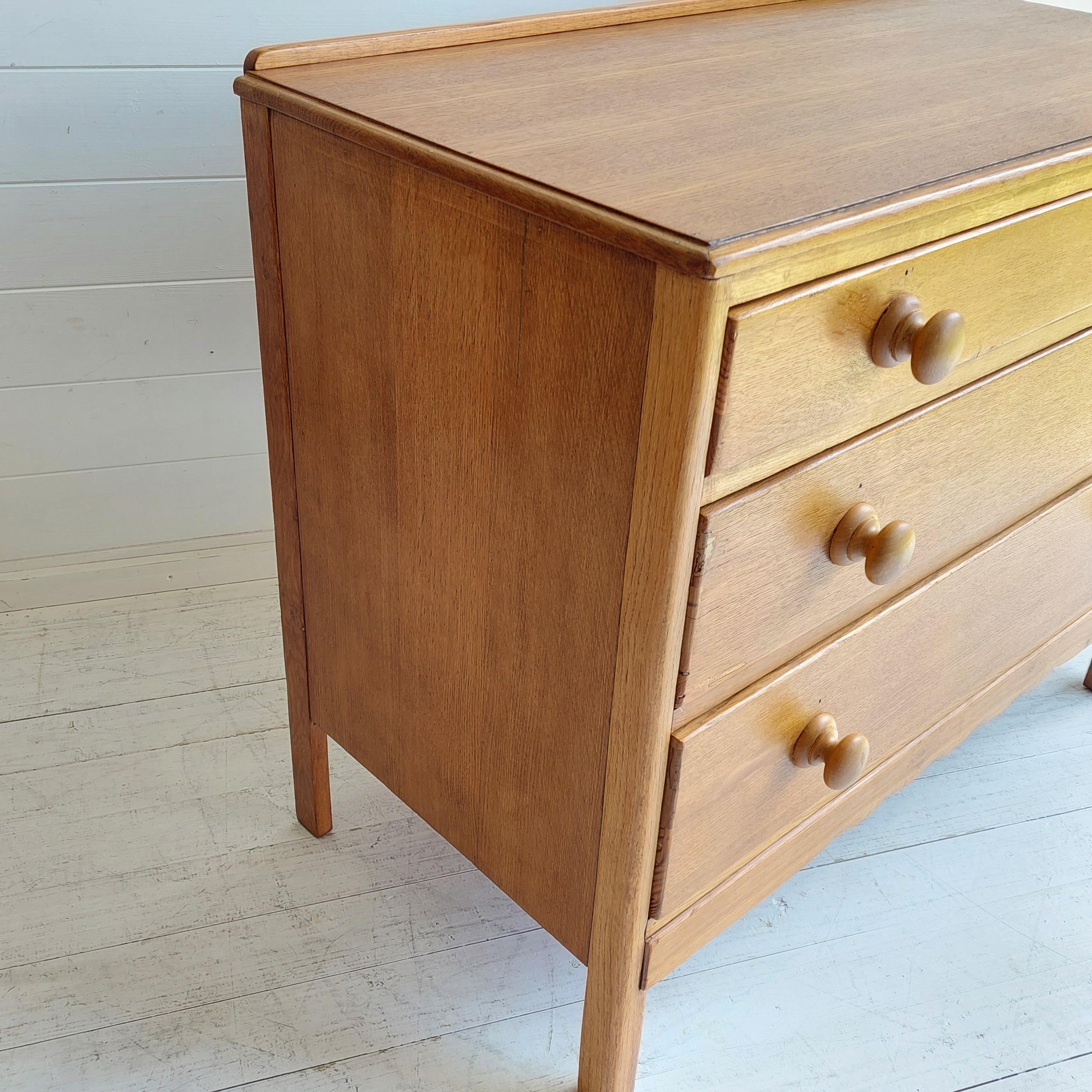 Art Deco Rustic Vintage ‘Utility’ Oak Chest of Drawers from Heals, 1940s 13