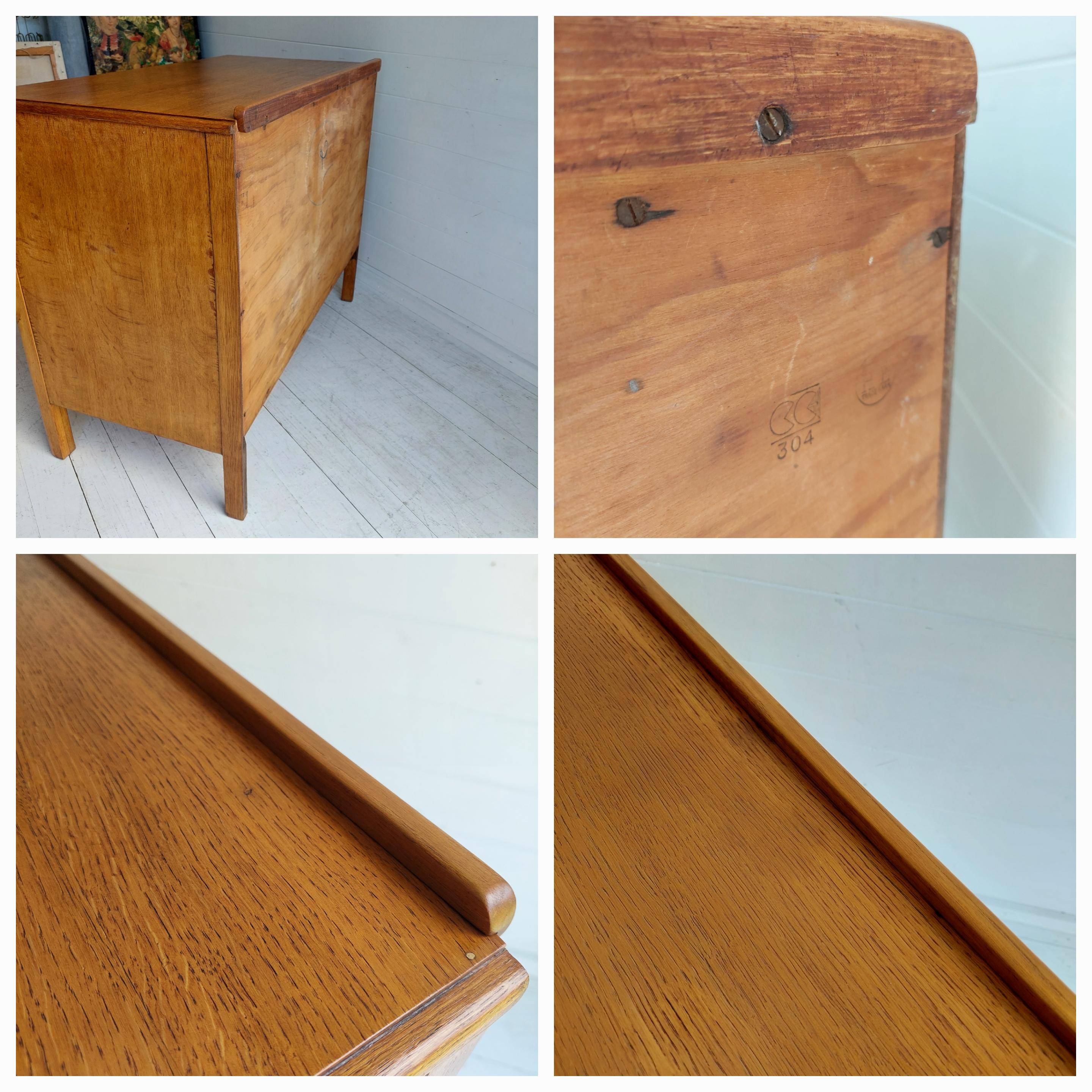 Art Deco Rustic Vintage ‘Utility’ Oak Chest of Drawers from Heals, 1940s 15