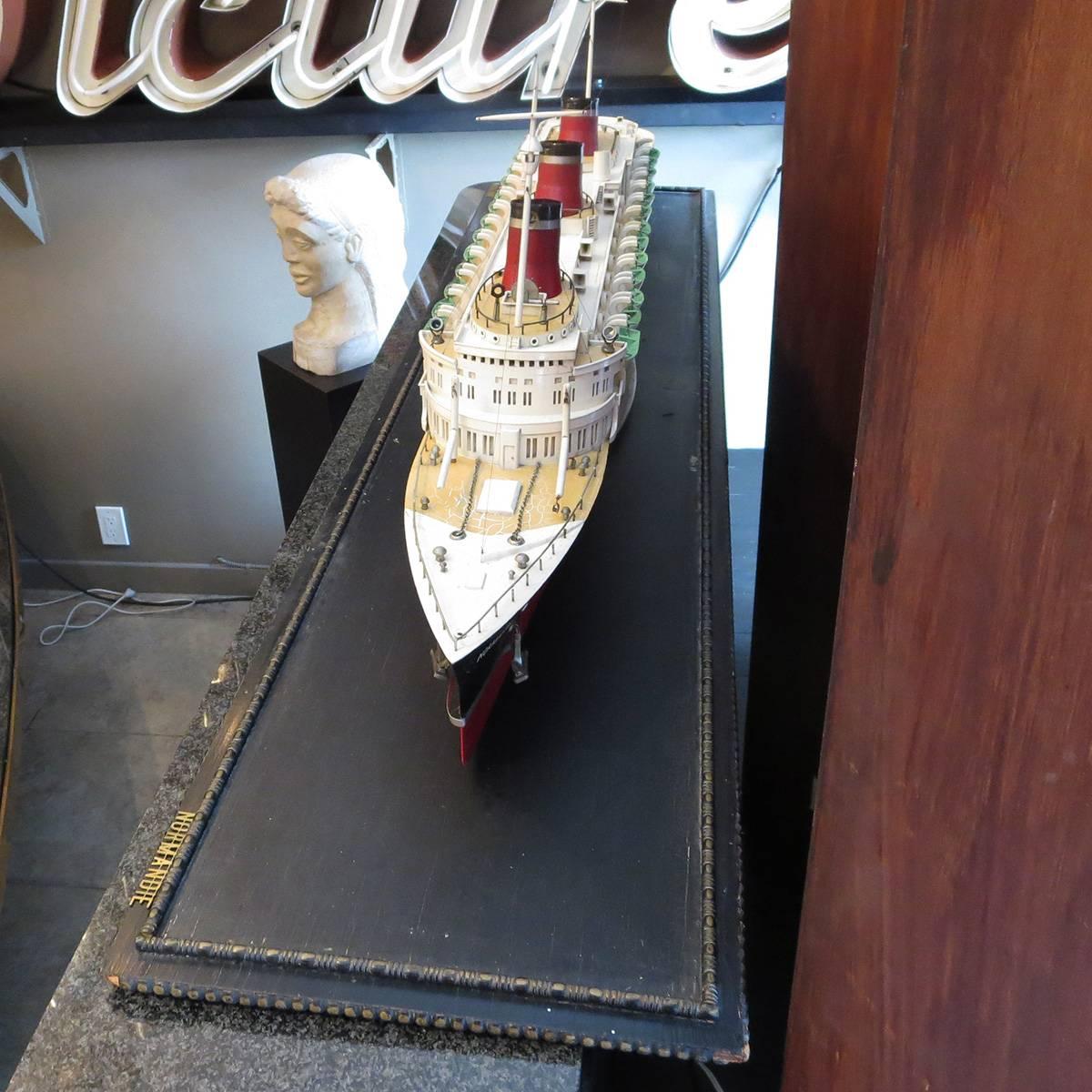 Art Deco S S Normandie Ocean Liner Travel Agency Display Model, circa 1935 In Excellent Condition In North Hollywood, CA