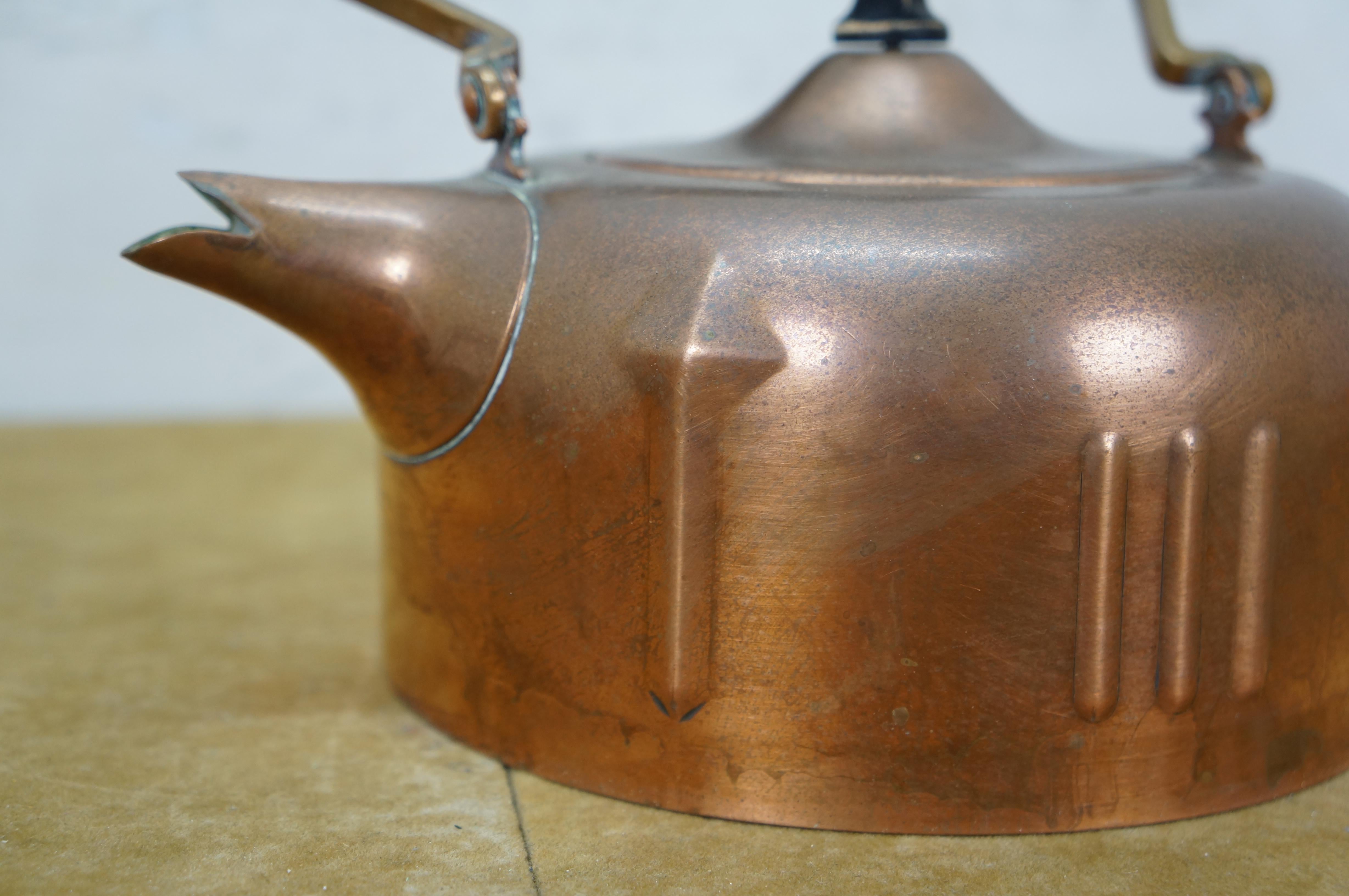 Art Deco S Sternau Kupfer Tee Kaffee Topf Teekanne Kessel Brenner Stand 10